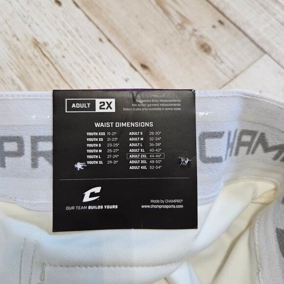 Champro Baseball Pants Mens 2X Triple Crown Knickers Cream Slide Seat Stretch - Picture 11 of 12